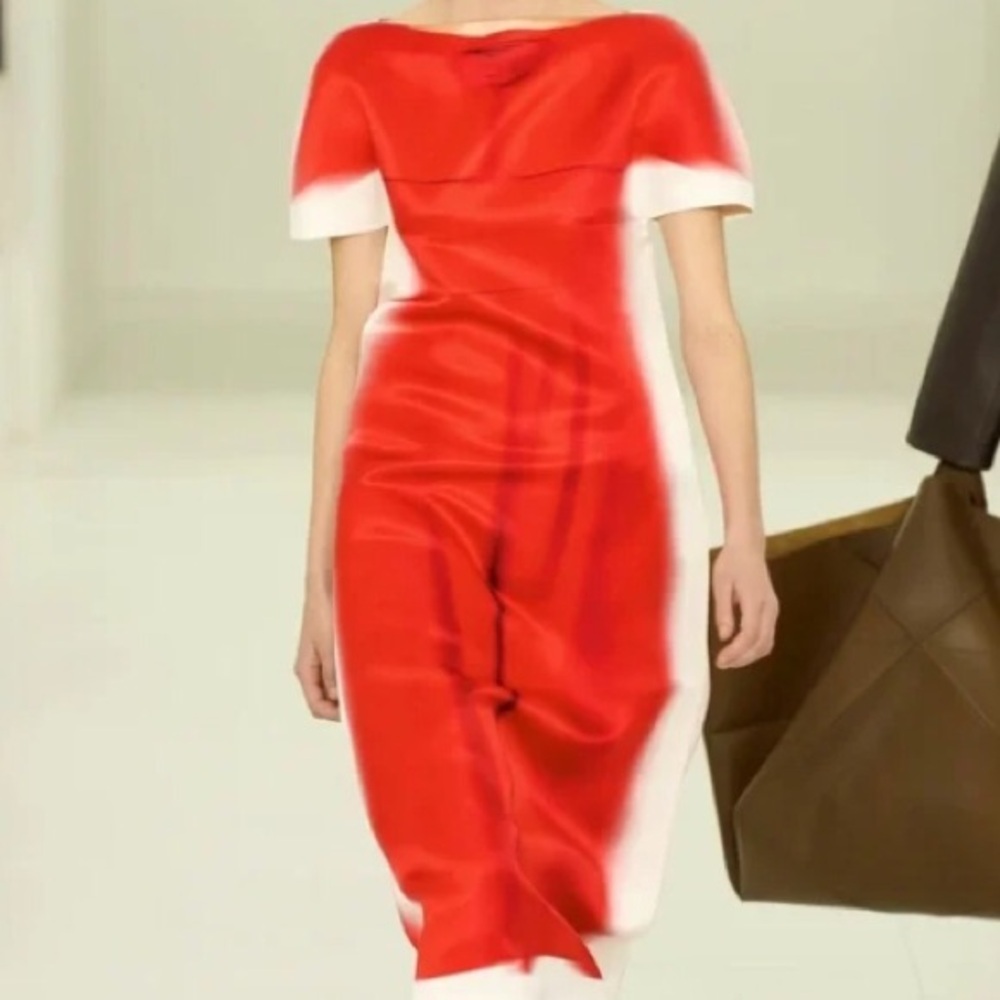 Loewe dress silk red white color women